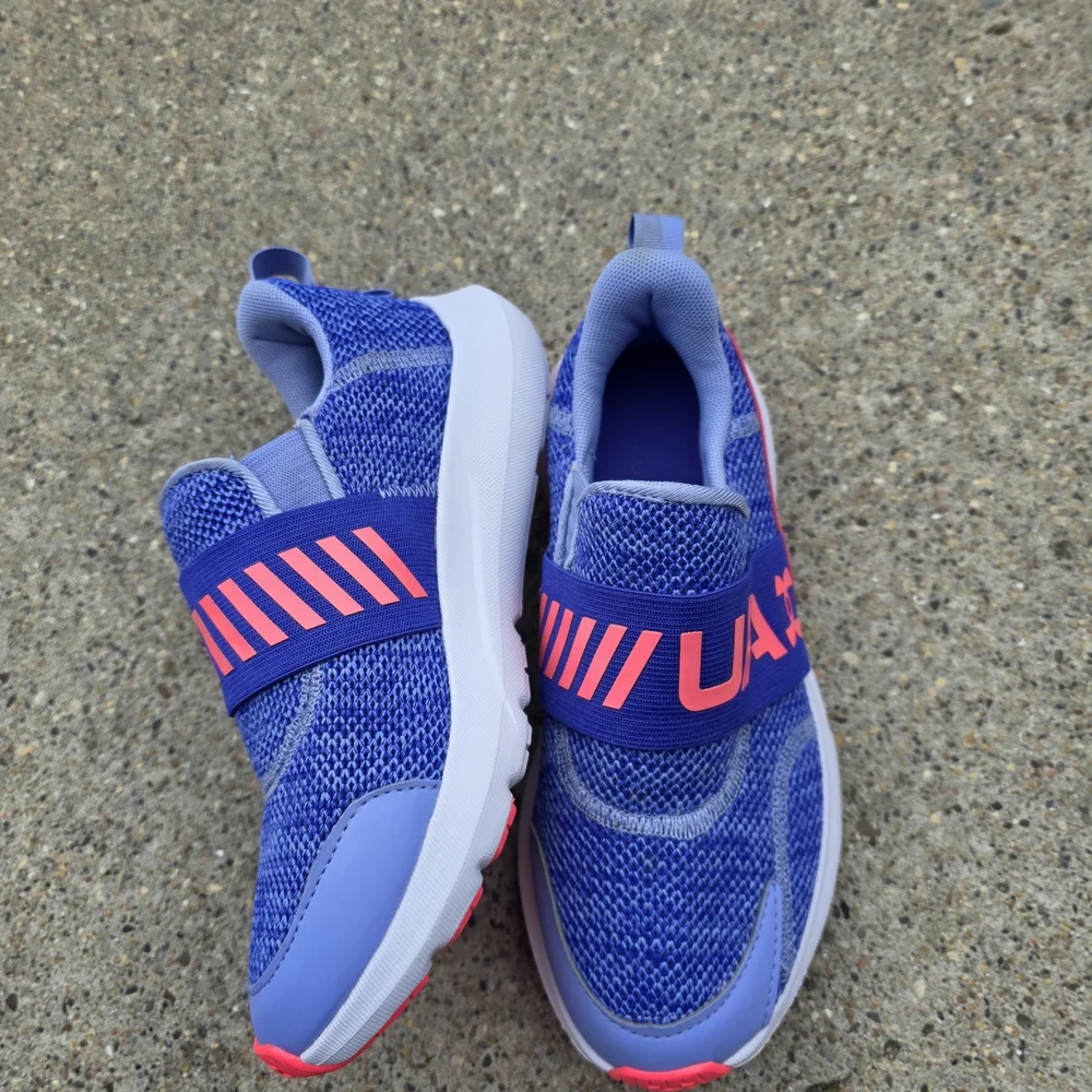 Under Armour Kids Blue and Pink Sneakers Youth Girls 4.5Y